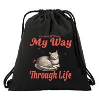 IM Just Wtfing My Way Through Life Funny Cat Meme Humorous Drawstring Bag