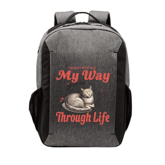 IM Just Wtfing My Way Through Life Funny Cat Meme Humorous Vector Backpack