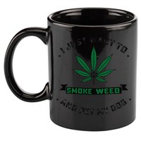 I Just Want To Smoke Weed And Pet My Dog Funny Stoner 11oz C Handle Ceramic Mug