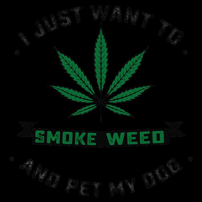I Just Want To Smoke Weed And Pet My Dog Funny Stoner Women's V-Neck T-Shirt