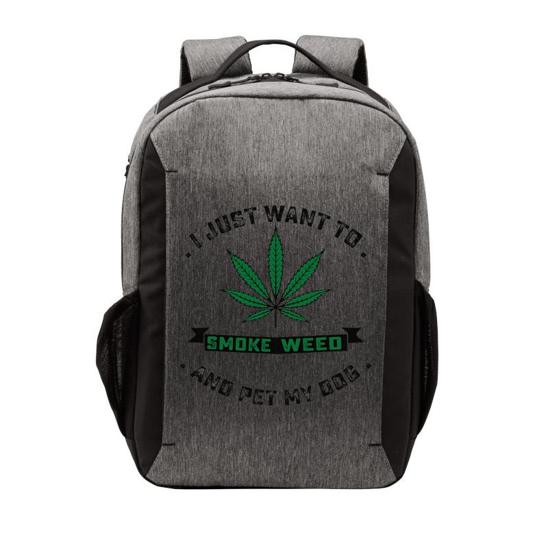 I Just Want To Smoke Weed And Pet My Dog Funny Stoner Vector Backpack