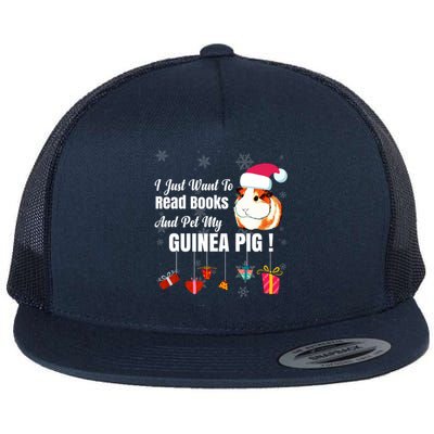 I Just Want To Read Books Cute Guinea Pig Christmas Gift Flat Bill Trucker Hat