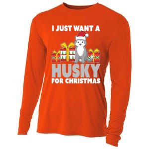 I Just Want A Husky For Christmas Cute Christmas Husky Great Gift Cooling Performance Long Sleeve Crew