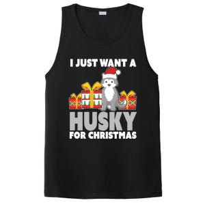 I Just Want A Husky For Christmas Cute Christmas Husky Great Gift PosiCharge Competitor Tank