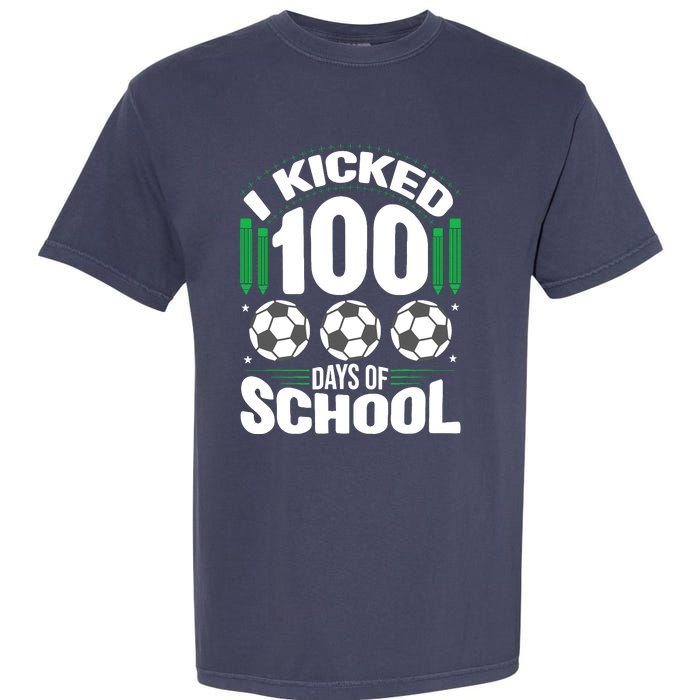 I Kicked 100 Days Of School Soccer Player Costume Boy Garment-Dyed Heavyweight T-Shirt