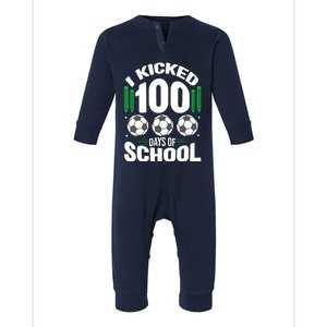 I Kicked 100 Days Of School Soccer Player Costume Boy Infant Fleece One Piece