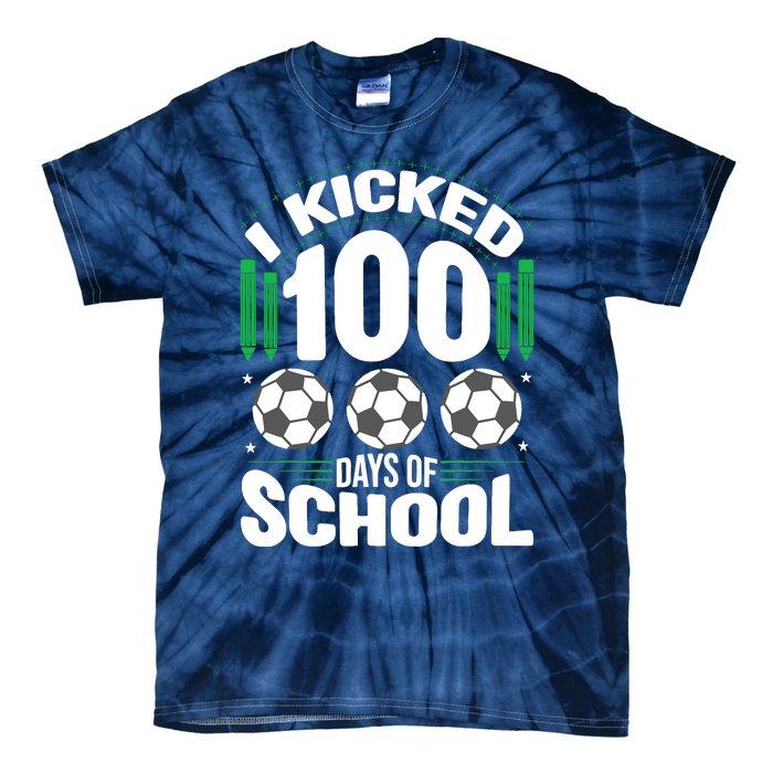 I Kicked 100 Days Of School Soccer Player Costume Boy Tie-Dye T-Shirt