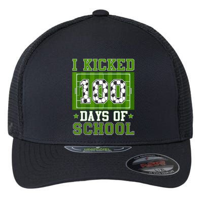 I Kicked 100 Days Of School Soccer 100th Day Boy Flexfit Unipanel Trucker Cap