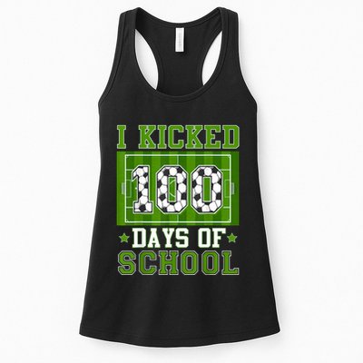 I Kicked 100 Days Of School Soccer 100th Day Boy Womens Tank Top