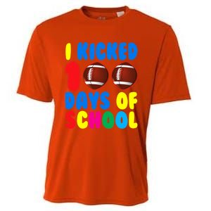 I Kicked 100 Days Of School Football Sports Player Gift Cooling Performance Crew T-Shirt