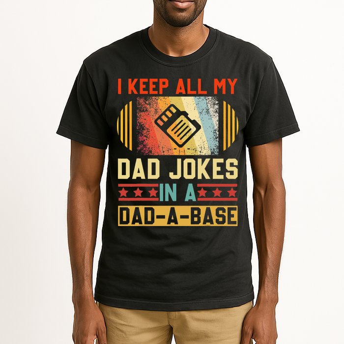 I Keep All My Dad Jokes In A DadABase Vintage Fathers Day Tall T-Shirt