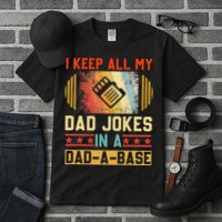 I Keep All My Dad Jokes In A DadABase Vintage Fathers Day Tall T-Shirt