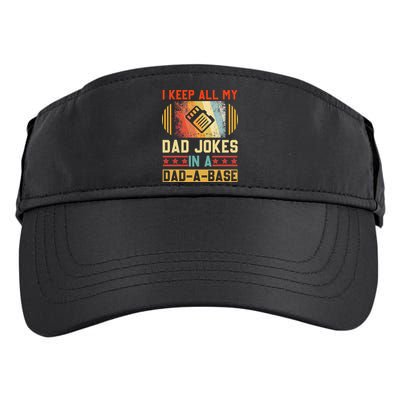 I Keep All My Dad Jokes In A DadABase Vintage Fathers Day Adult Drive Performance Visor