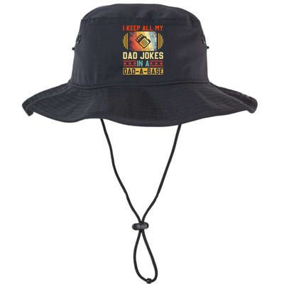 I Keep All My Dad Jokes In A DadABase Vintage Fathers Day Bucket Hat