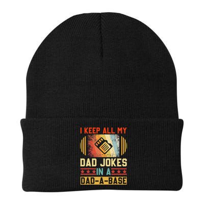 I Keep All My Dad Jokes In A DadABase Vintage Fathers Day Beanie