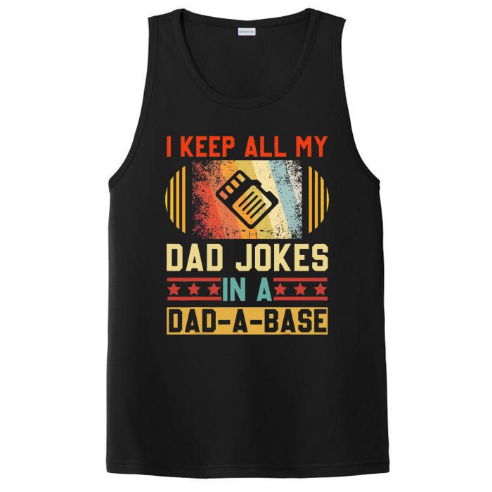 I Keep All My Dad Jokes In A DadABase Vintage Fathers Day PosiCharge Competitor Tank