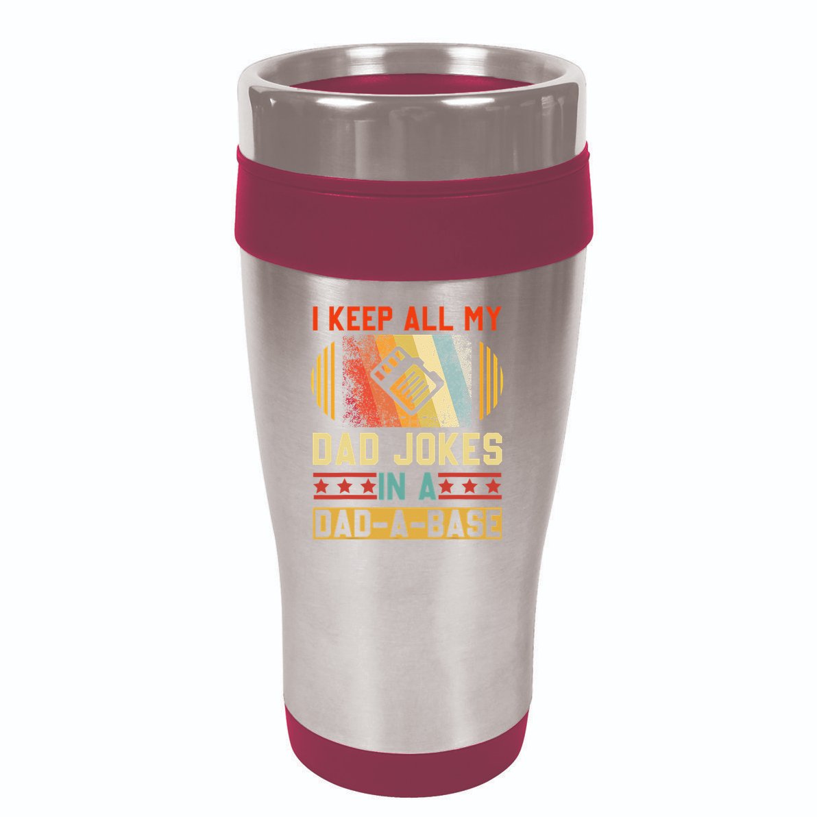 I Keep All My Dad Jokes In A DadABase Vintage Fathers Day 16oz Travel Tumbler