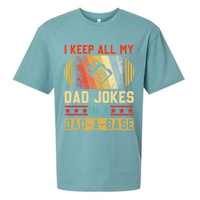 I Keep All My Dad Jokes In A DadABase Vintage Fathers Day Sueded Cloud Jersey T-Shirt