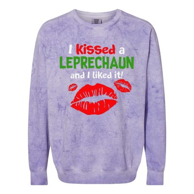 I Kissed A Leprechaun St Patricks Outfit For Women Colorblast Crewneck Sweatshirt