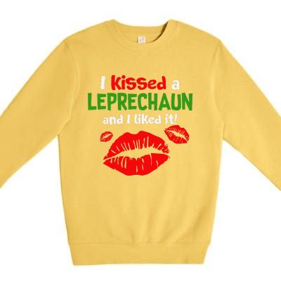 I Kissed A Leprechaun St Patricks Outfit For Women Premium Crewneck Sweatshirt