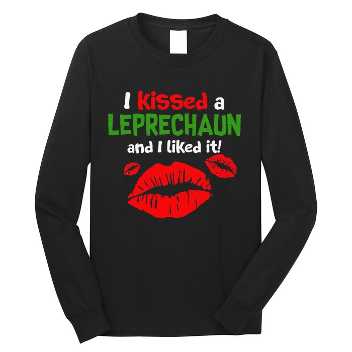 I Kissed A Leprechaun St Patricks Outfit For Women Long Sleeve Shirt