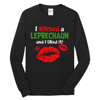 I Kissed A Leprechaun St Patricks Outfit For Women Tall Long Sleeve T-Shirt