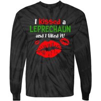 I Kissed A Leprechaun St Patricks Outfit For Women Tie-Dye Long Sleeve Shirt