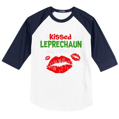 I Kissed A Leprechaun St Patricks Outfit For Women Baseball Sleeve Shirt