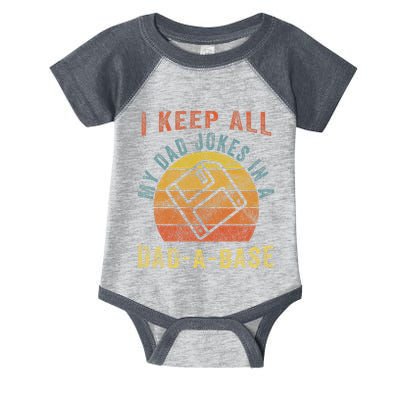 I Keep All My Dad Jokes In A Dadabase Vintage Father Dad Infant Baby Jersey Bodysuit