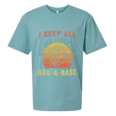 I Keep All My Dad Jokes In A Dadabase Vintage Father Dad Sueded Cloud Jersey T-Shirt