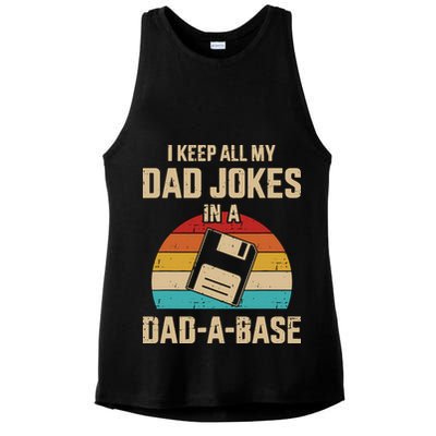 I Keep All My Dad Jokes In A Dad A Base Ladies PosiCharge Tri-Blend Wicking Tank