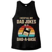 I Keep All My Dad Jokes In A Dad A Base Ladies PosiCharge Tri-Blend Wicking Tank