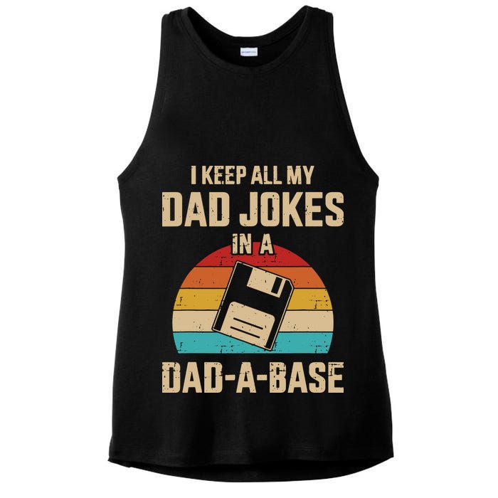 I Keep All My Dad Jokes In A Dad A Base Ladies PosiCharge Tri-Blend Wicking Tank