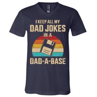 I Keep All My Dad Jokes In A Dad A Base V-Neck T-Shirt
