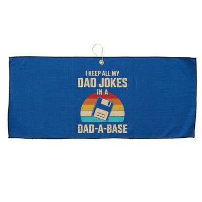 I Keep All My Dad Jokes In A Dad A Base Large Microfiber Waffle Golf Towel