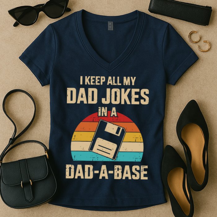 I Keep All My Dad Jokes In A Dad A Base Women's V-Neck T-Shirt