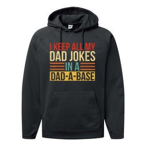 I Keep All My Dad Jokes In A Dadabase Fathers Day Gift Performance Fleece Hoodie