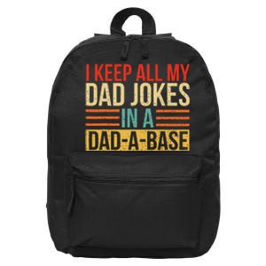 I Keep All My Dad Jokes In A Dadabase Fathers Day Gift 16 in Basic Backpack