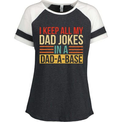 I Keep All My Dad Jokes In A Dadabase Fathers Day Gift Enza Ladies Jersey Colorblock Tee