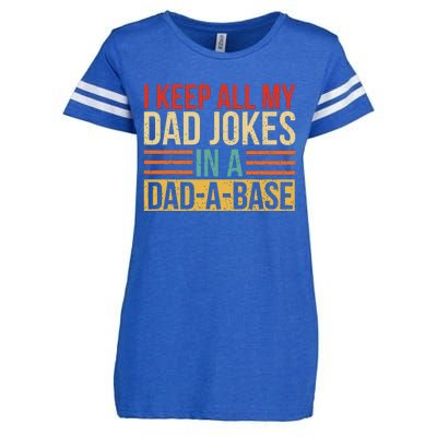 I Keep All My Dad Jokes In A Dadabase Fathers Day Gift Enza Ladies Jersey Football T-Shirt