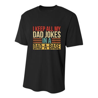 I Keep All My Dad Jokes In A Dadabase Youth Performance Sprint T-Shirt