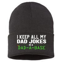 I Keep All My Dad Jokes In A Dad A Base Dad Sarcastic Funny Sustainable Knit Beanie