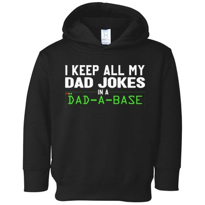 I Keep All My Dad Jokes In A Dad A Base Dad Sarcastic Funny Toddler Hoodie