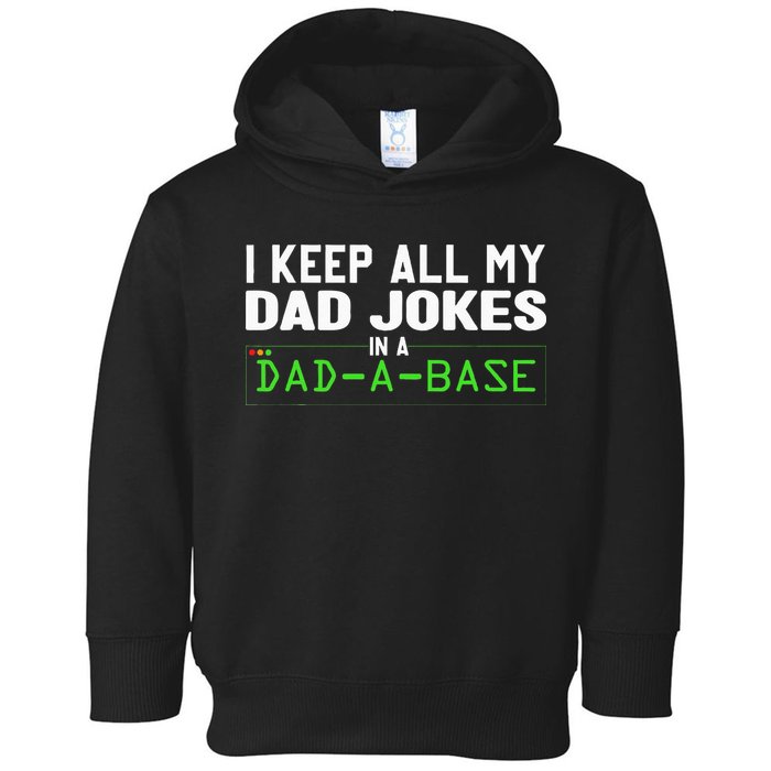 I Keep All My Dad Jokes In A Dad A Base Dad Sarcastic Funny Toddler Hoodie