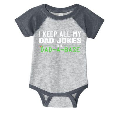 I Keep All My Dad Jokes In A Dad A Base Dad Sarcastic Funny Infant Baby Jersey Bodysuit