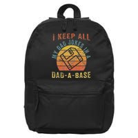 I Keep All My Dad Jokes In A Dadabase Vintage Father Dad 16 in Basic Backpack