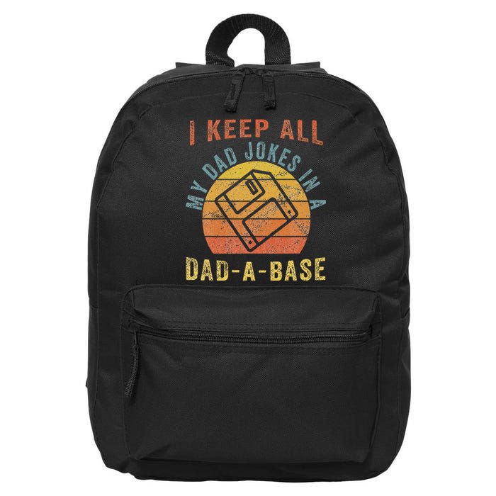 I Keep All My Dad Jokes In A Dadabase Vintage Father Dad 16 in Basic Backpack