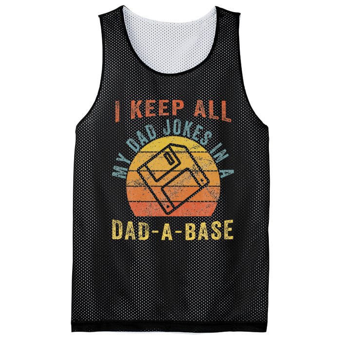 I Keep All My Dad Jokes In A Dadabase Vintage Father Dad Mesh Reversible Basketball Jersey Tank