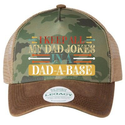 I Keep All My Dad Jokes In A Dad A Base Legacy Tie Dye Trucker Hat