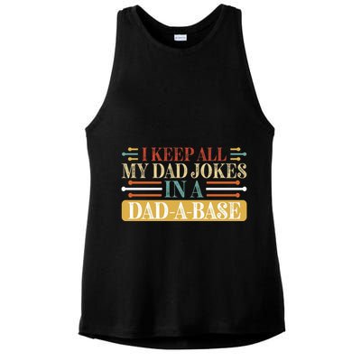 I Keep All My Dad Jokes In A Dad A Base Ladies PosiCharge Tri-Blend Wicking Tank